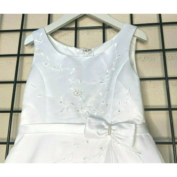 NWT NEW White Satin, Chiffon Sweetie Pie Pageant/Party/Formal Gown 7Y-Fit 7/8/9Y